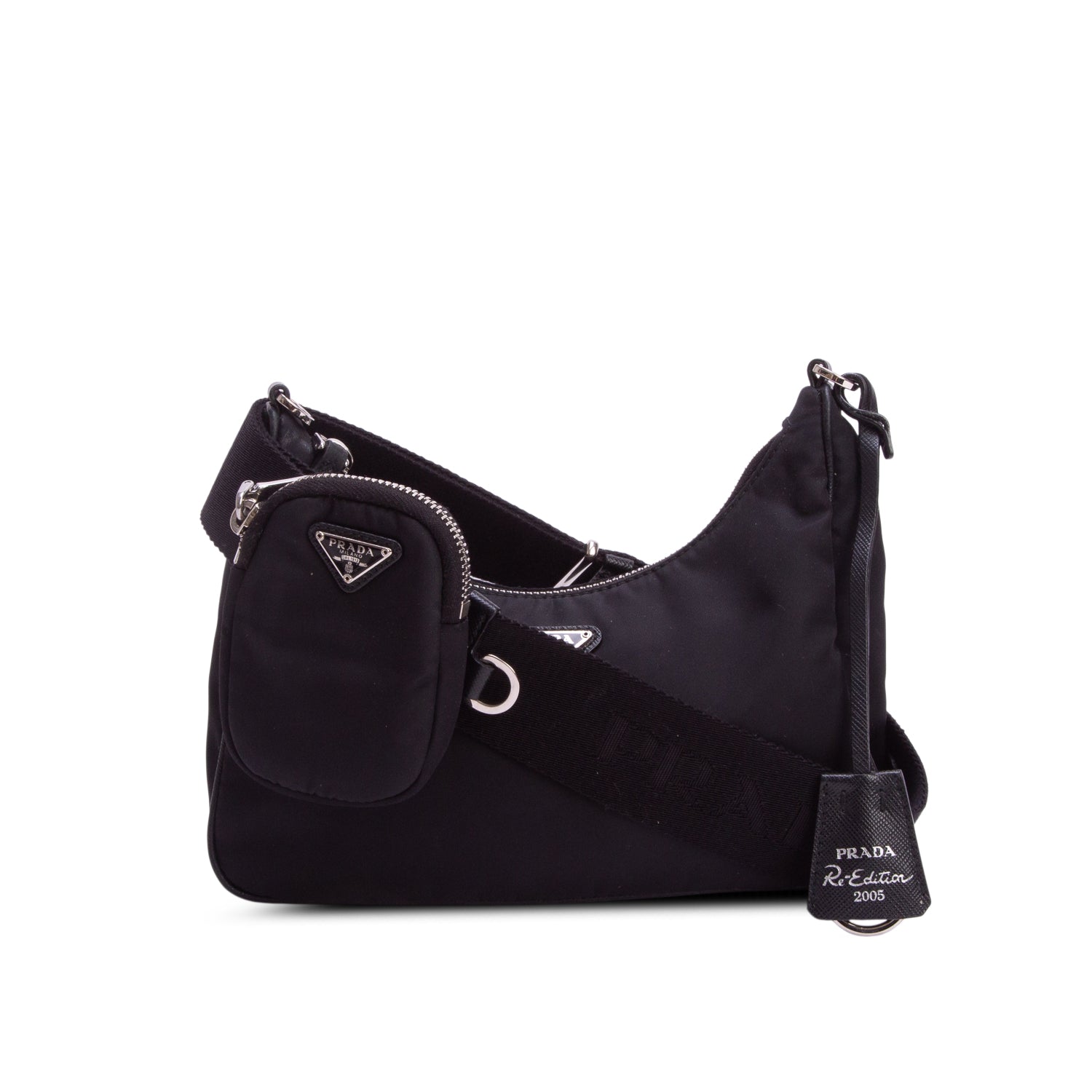 Prada Black Re-Edition 2005 Re-Nylon Bag w/ Straps