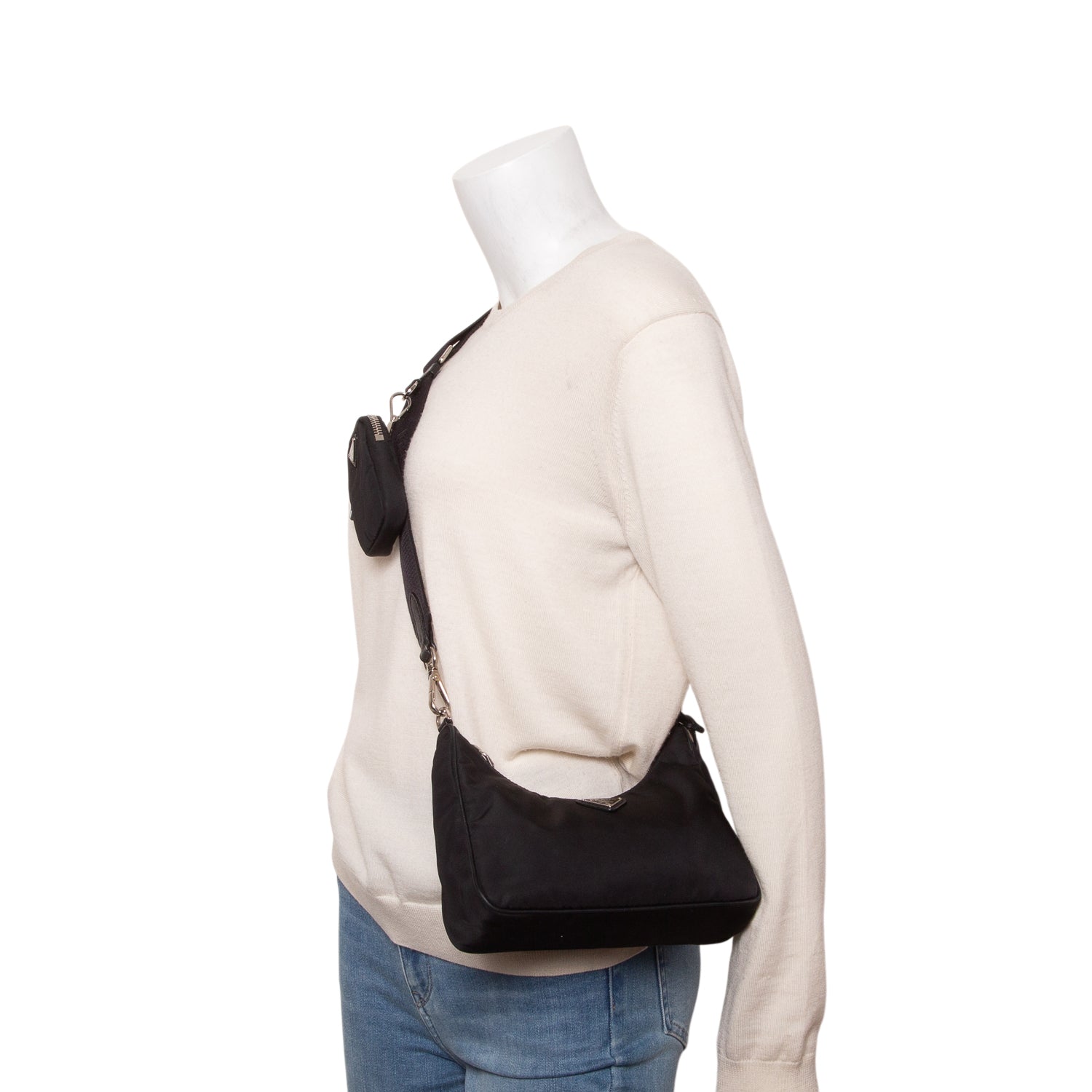 Prada Black Re-Edition 2005 Re-Nylon Bag w/ Straps