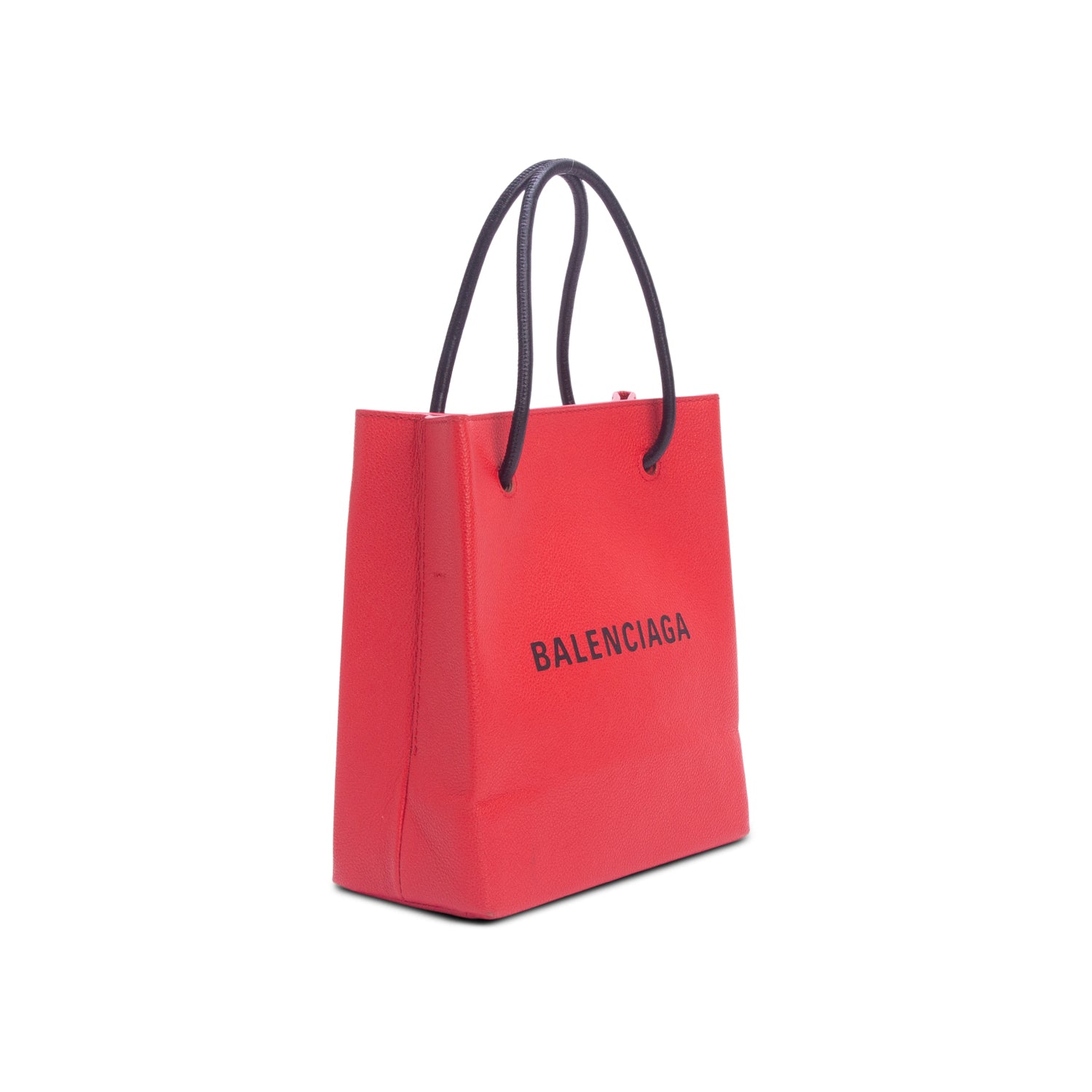 Balenciaga Red Calfskin Leather XXS Logo Leather Shopping Tote w/ Strap