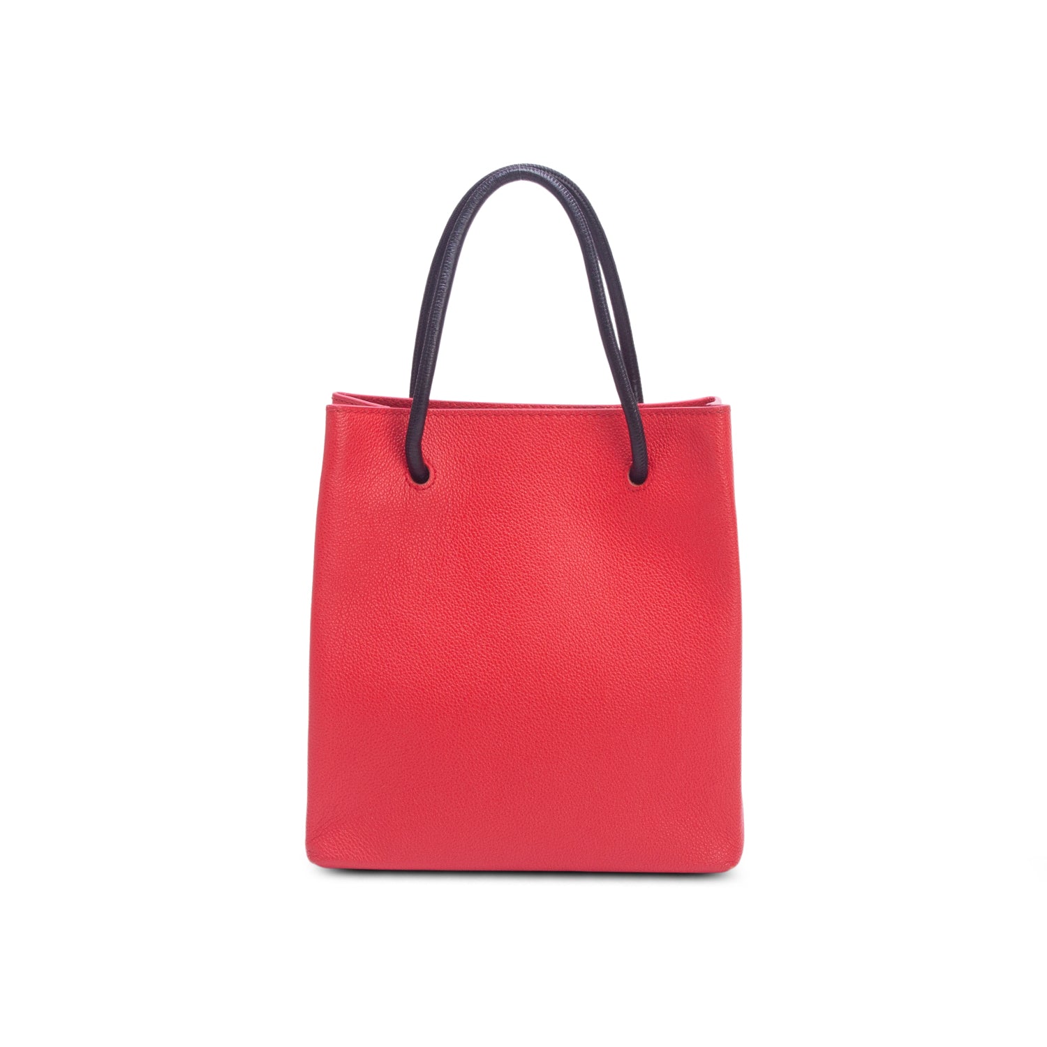 Balenciaga Red Calfskin Leather XXS Logo Leather Shopping Tote w/ Strap