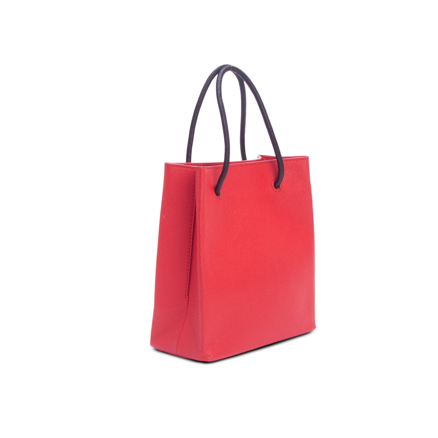 Balenciaga Red Calfskin Leather XXS Logo Leather Shopping Tote w/ Strap