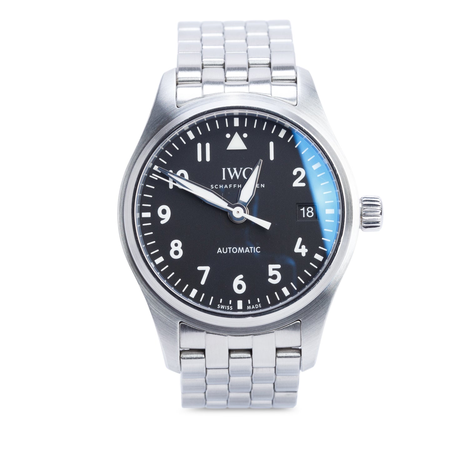 IWC 2025 Stainless Steel Pilot's 36 MM Automatic Watch Black Dial IW324010 w/ Box & Papers