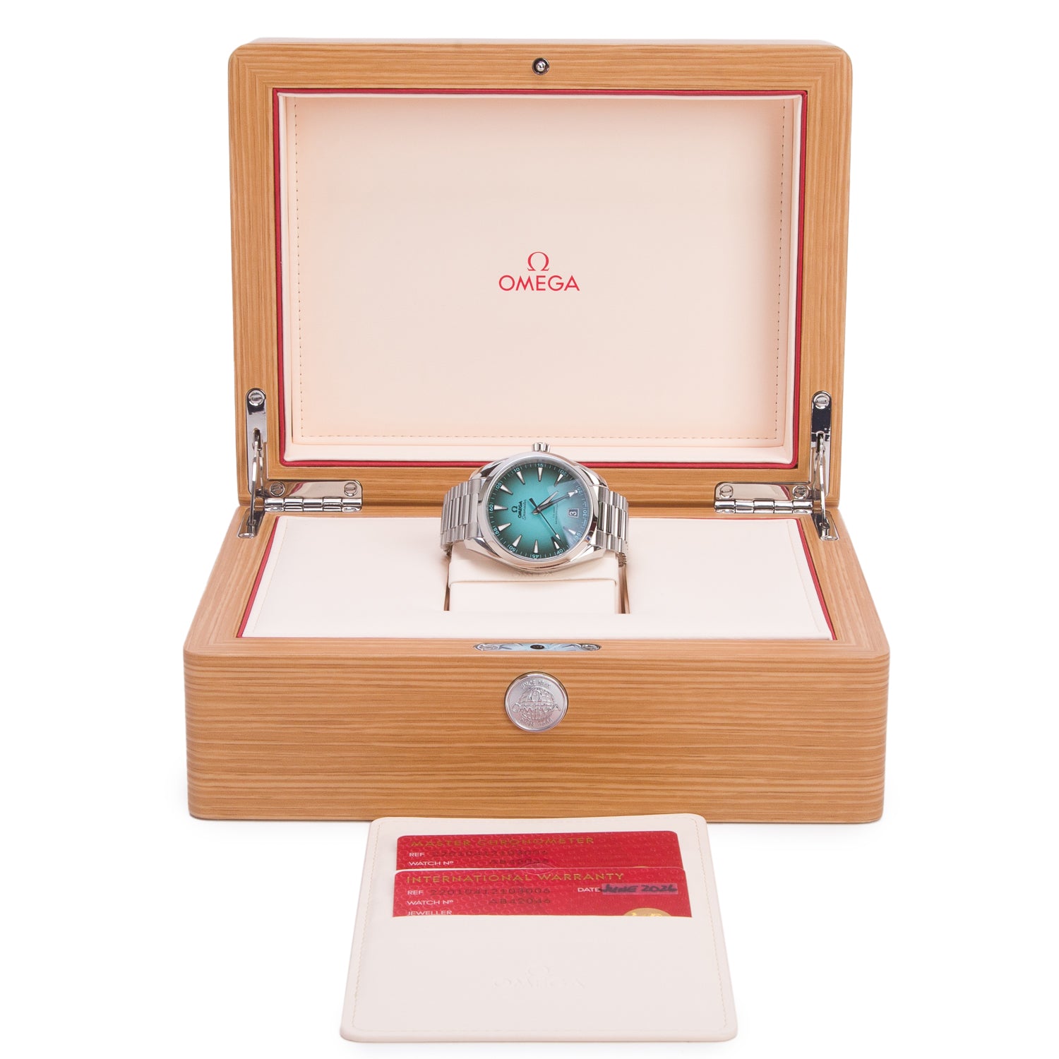 Omega 2026 Stainless Steel Seamaster Aqua Terra Co-Axial Master Chronometer 41 MM Automatic Watch Turquoise Dial w/ Box & Papers