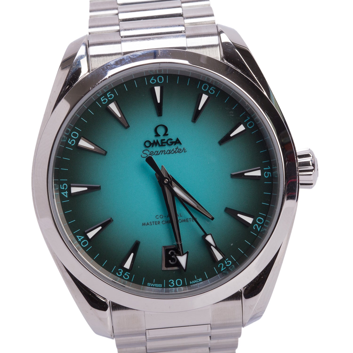 Omega 2026 Stainless Steel Seamaster Aqua Terra Co-Axial Master Chronometer 41 MM Automatic Watch Turquoise Dial w/ Box & Papers