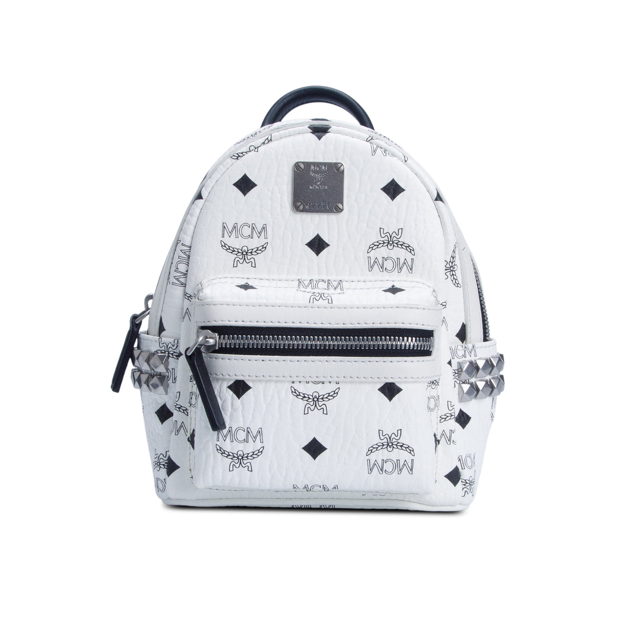 MCM White Visetos Mini Stark Bebe Boo Side Studs Mini Stark Backpack