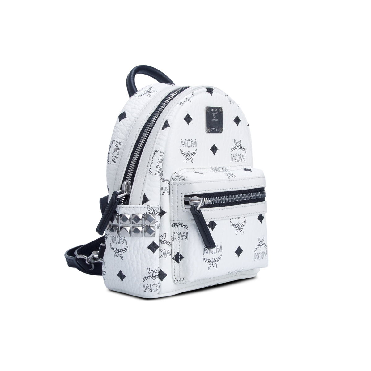MCM White Visetos Mini Stark Bebe Boo Side Studs Mini Stark Backpack
