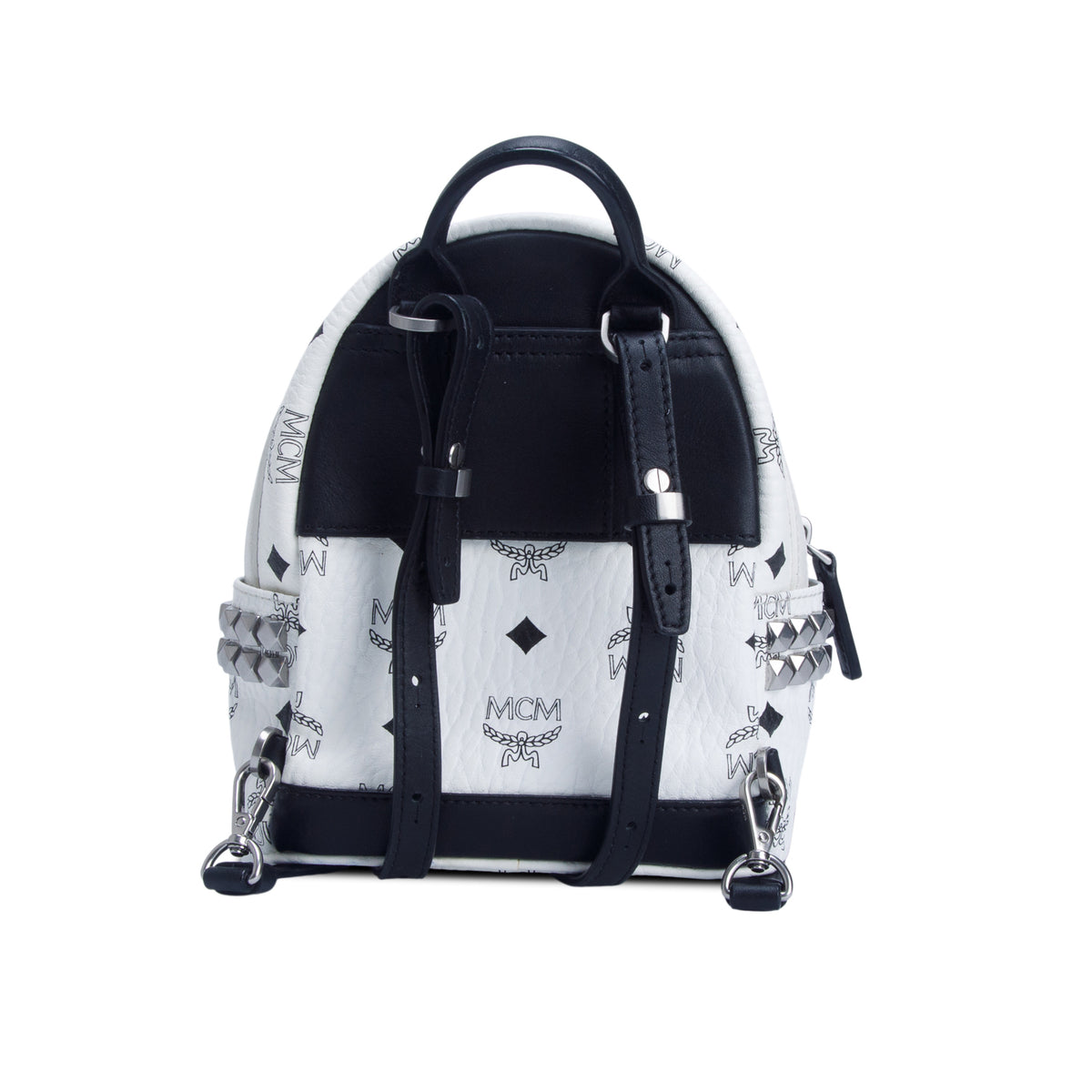 MCM White Visetos Mini Stark Bebe Boo Side Studs Mini Stark Backpack