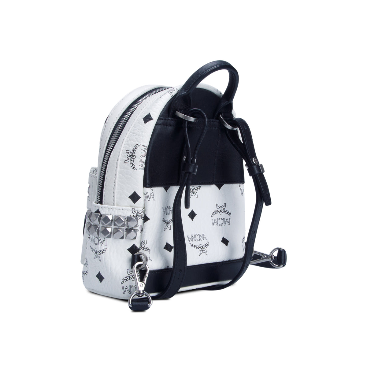 MCM White Visetos Mini Stark Bebe Boo Side Studs Mini Stark Backpack