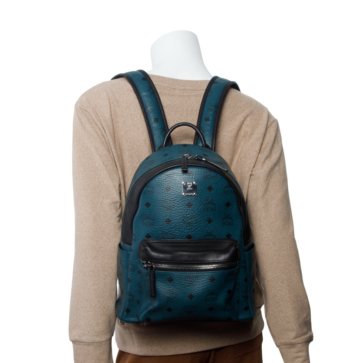 MCM Green Visetos Small Stark Backpack