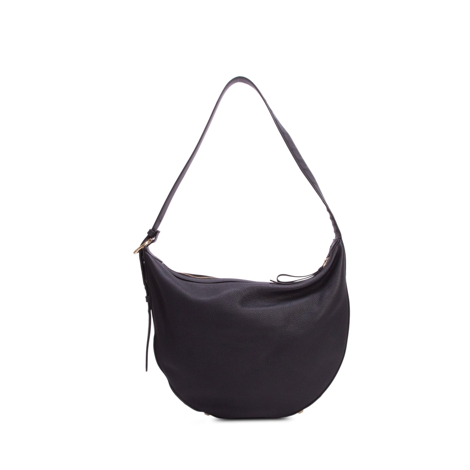Ferragamo Black Hammered Calfskin Hobo Bag
