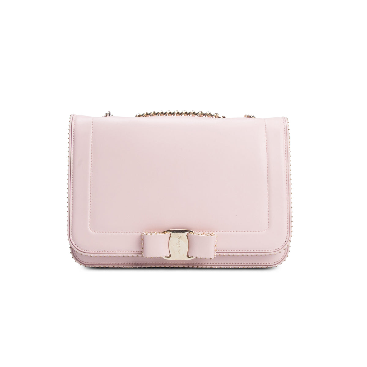Ferragamo Pink Smooth Calfskin Vara Bow Shoulder Bag