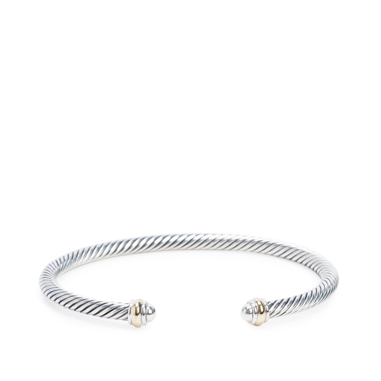 David Yurman Sterling Silver & 18k Yellow Gold 4MM Classic Cable Cuff Bracelet