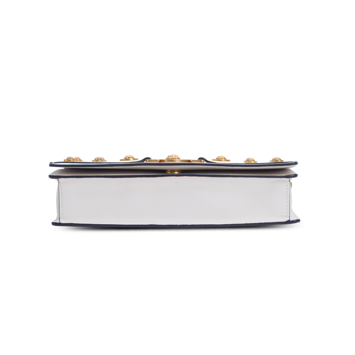Versace White Calfskin Medusa Tribute Clutch w/ Strap