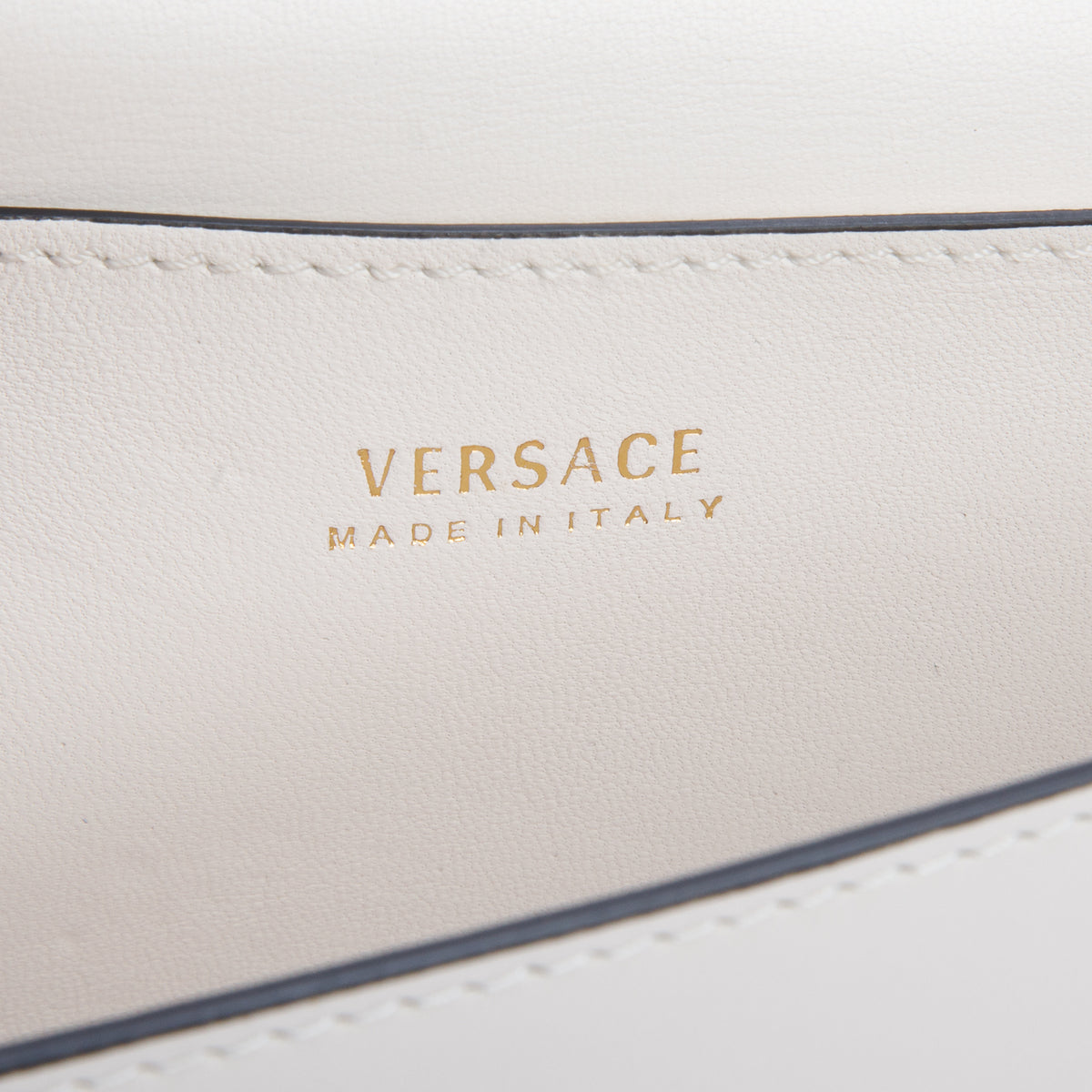 Versace White Calfskin Medusa Tribute Clutch w/ Strap