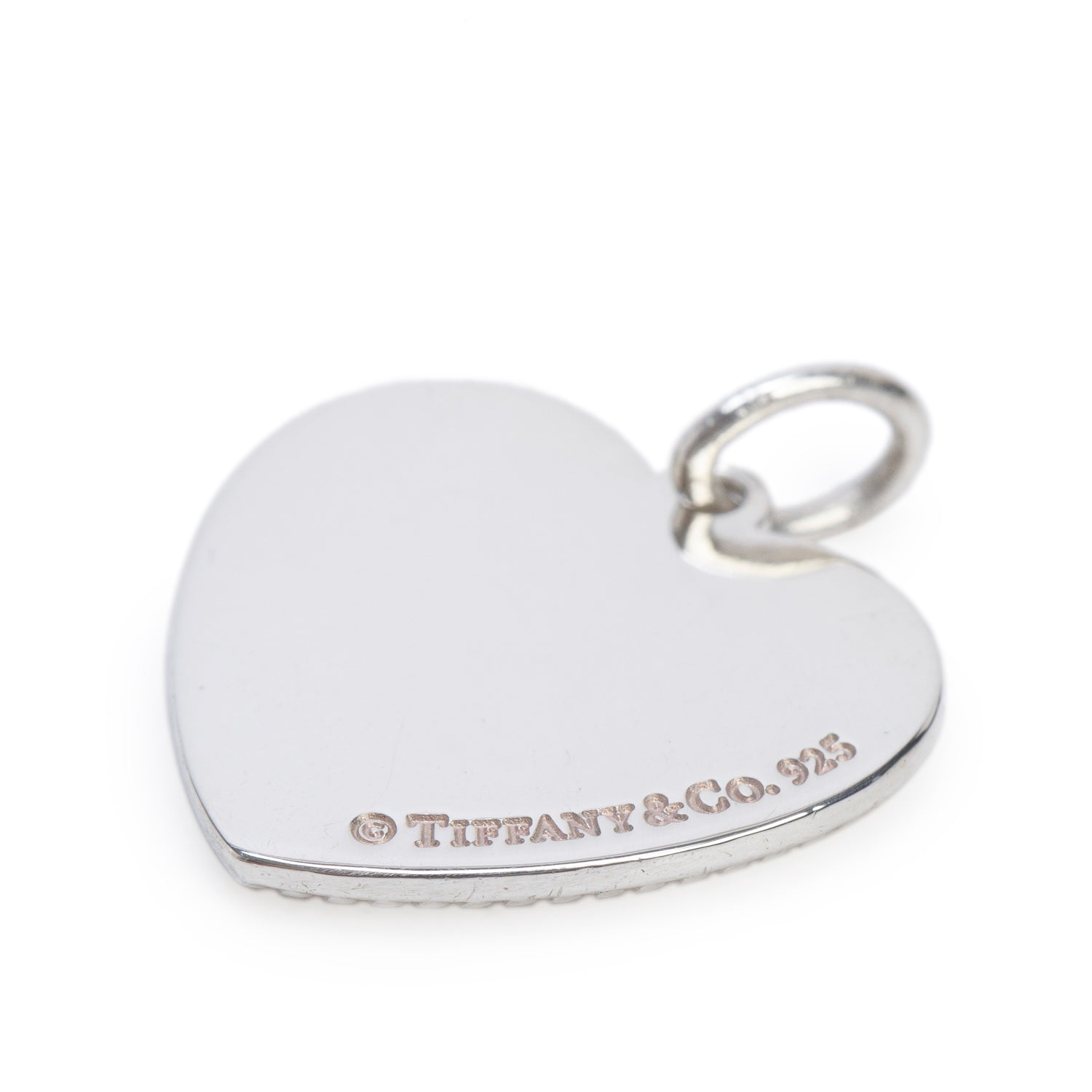Tiffany & Co. Sterling Silver 'Mom' Beaded Edge Heart Charm