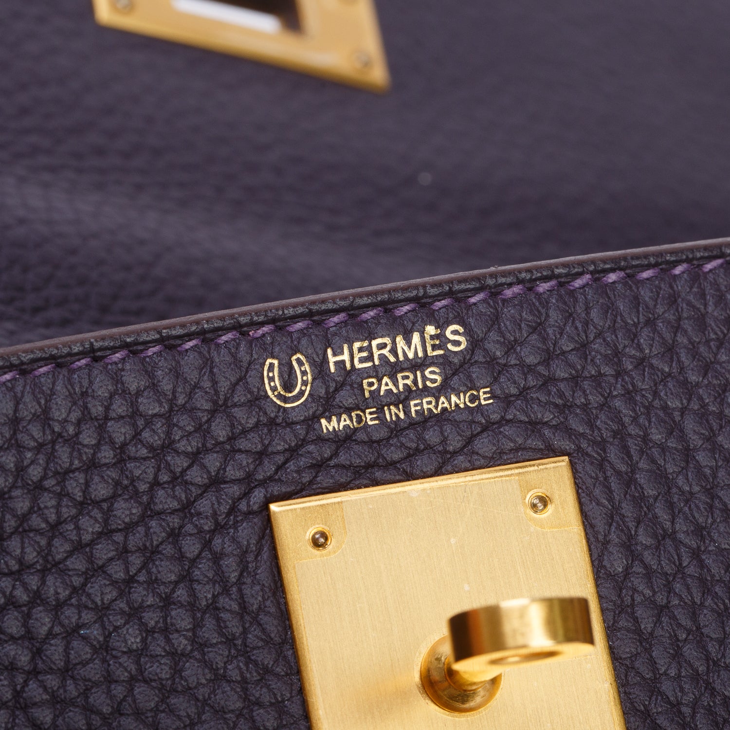 Hermes Raisin Taurillon Clemence Kelly II Retourne 28 w/ Strap & Receipt