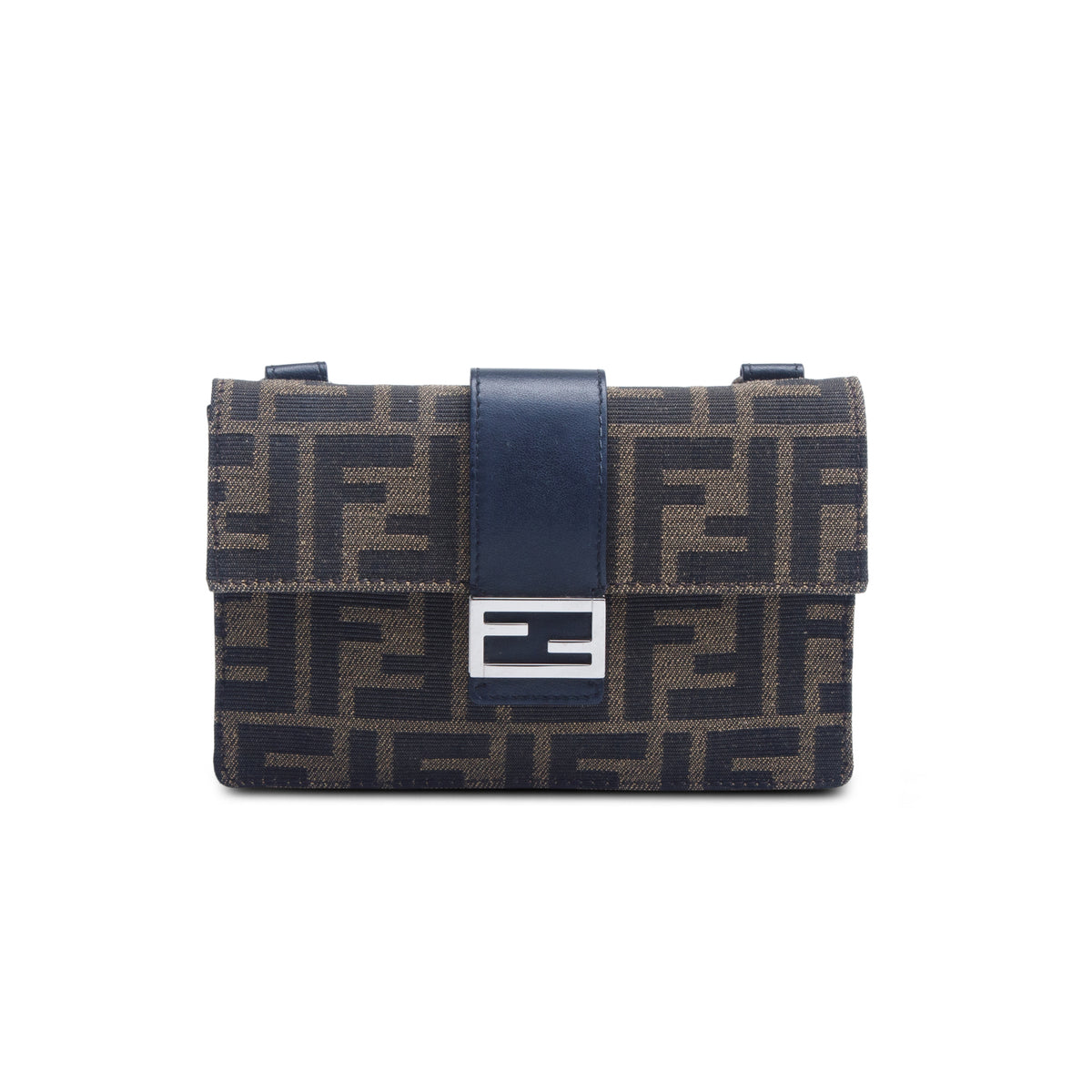 Fendi Brown Recycled Fabric Jacquard Vitello Grace FF 1974 Baguette Belt Pouch