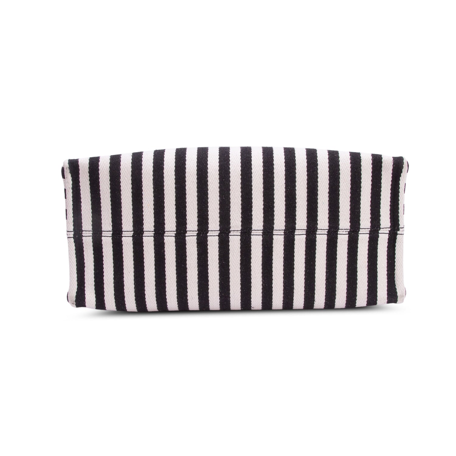 Celine 2024 Black/White Canvas Calfskin Striped Triomphe Large Cabas Tote