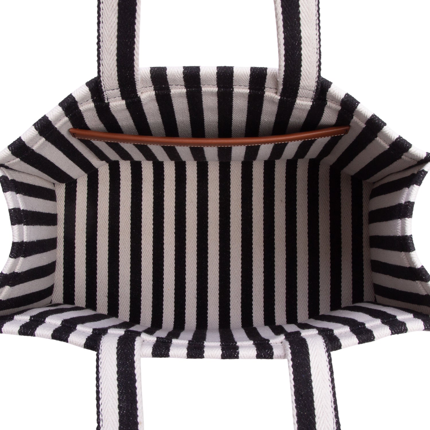 Celine 2024 Black/White Canvas Calfskin Striped Triomphe Large Cabas Tote
