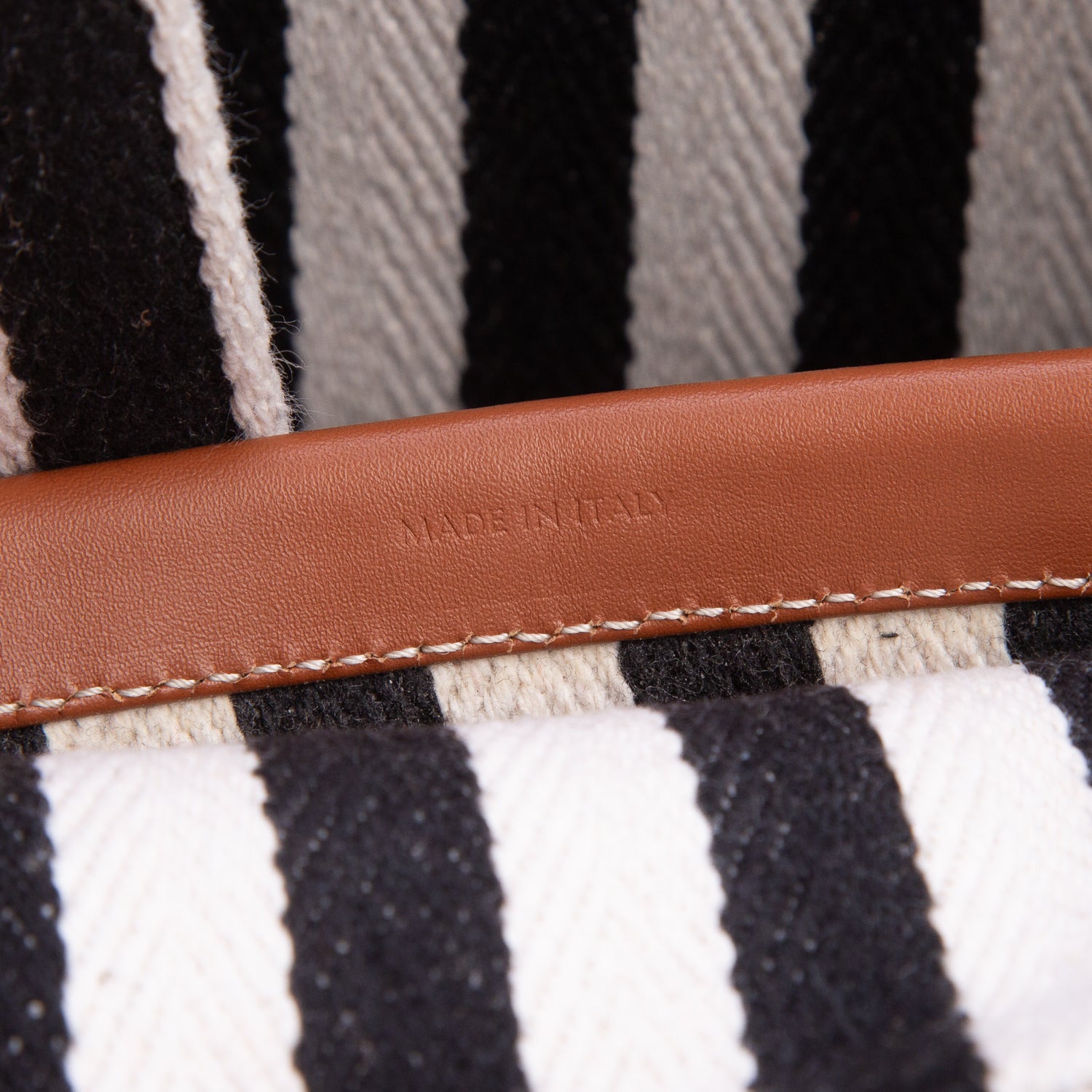 Celine 2024 Black/White Canvas Calfskin Striped Triomphe Large Cabas Tote
