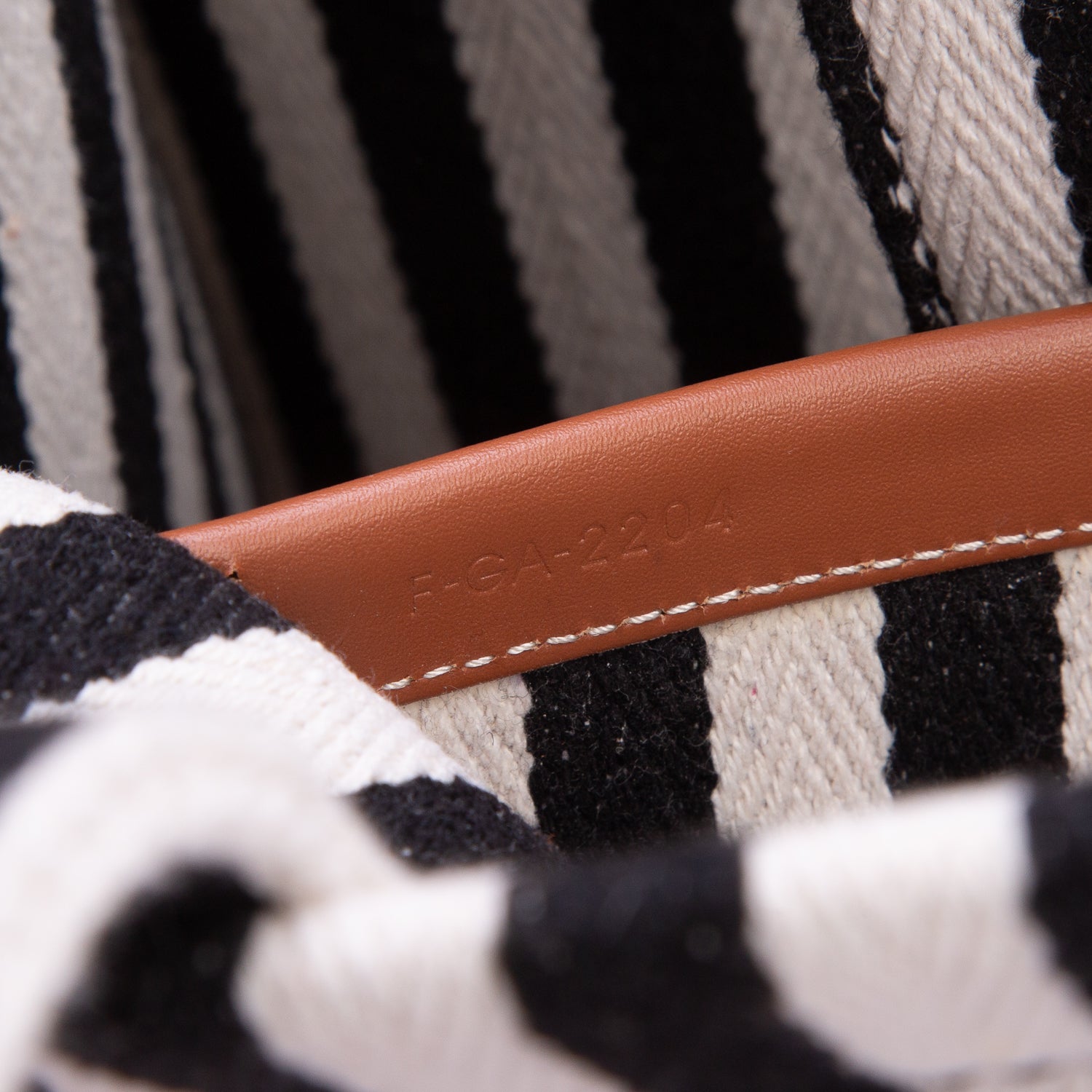 Celine 2024 Black/White Canvas Calfskin Striped Triomphe Large Cabas Tote