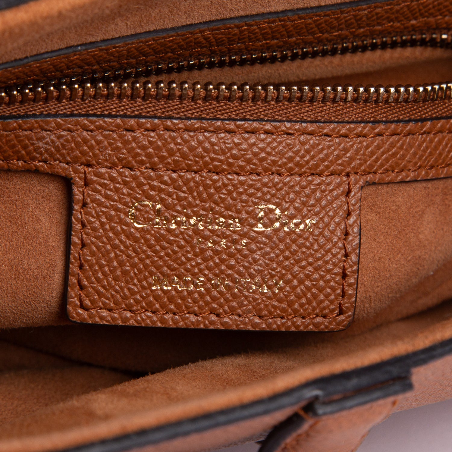 Christian Dior 2023 Brown Grained Calfskin Saddle Bag w/ Box & Strap