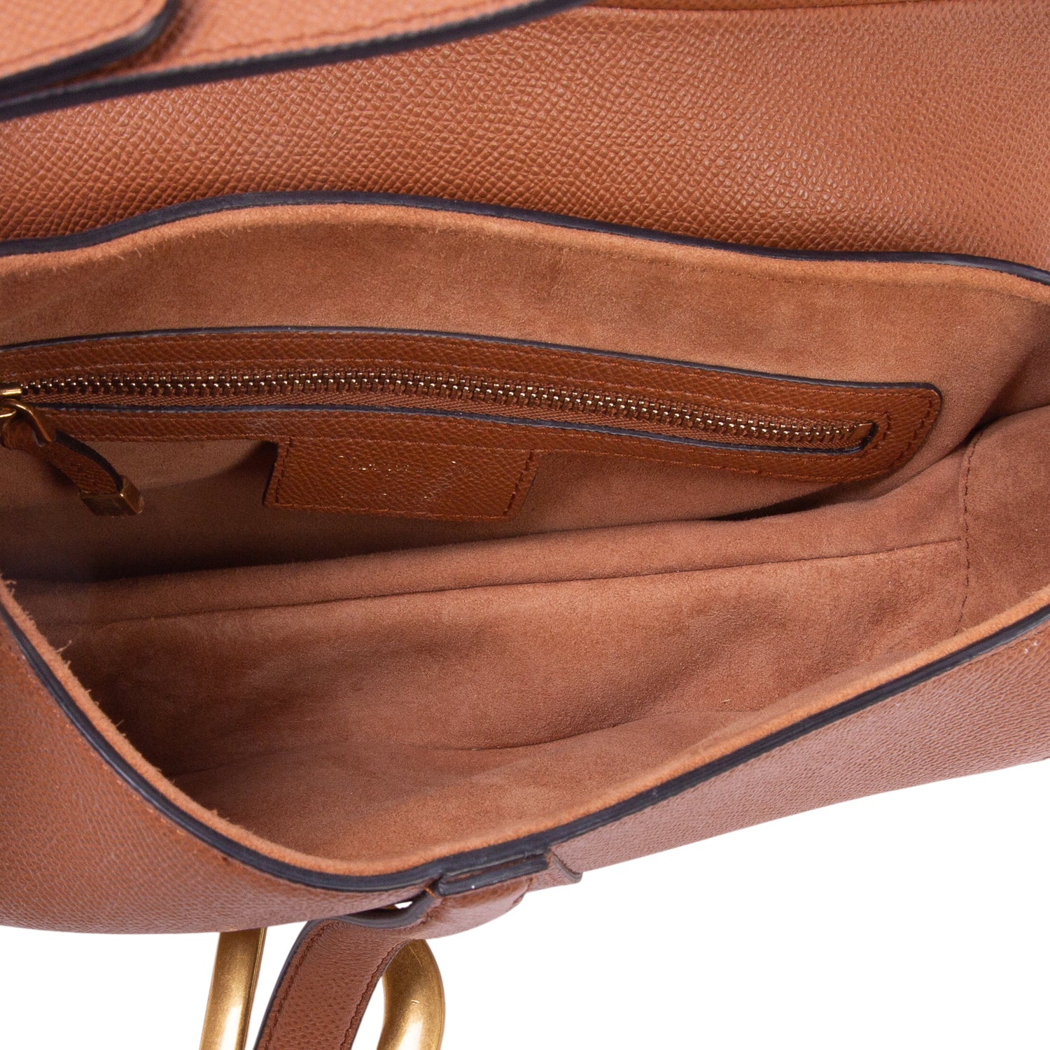 Christian Dior 2023 Brown Grained Calfskin Saddle Bag w/ Box & Strap