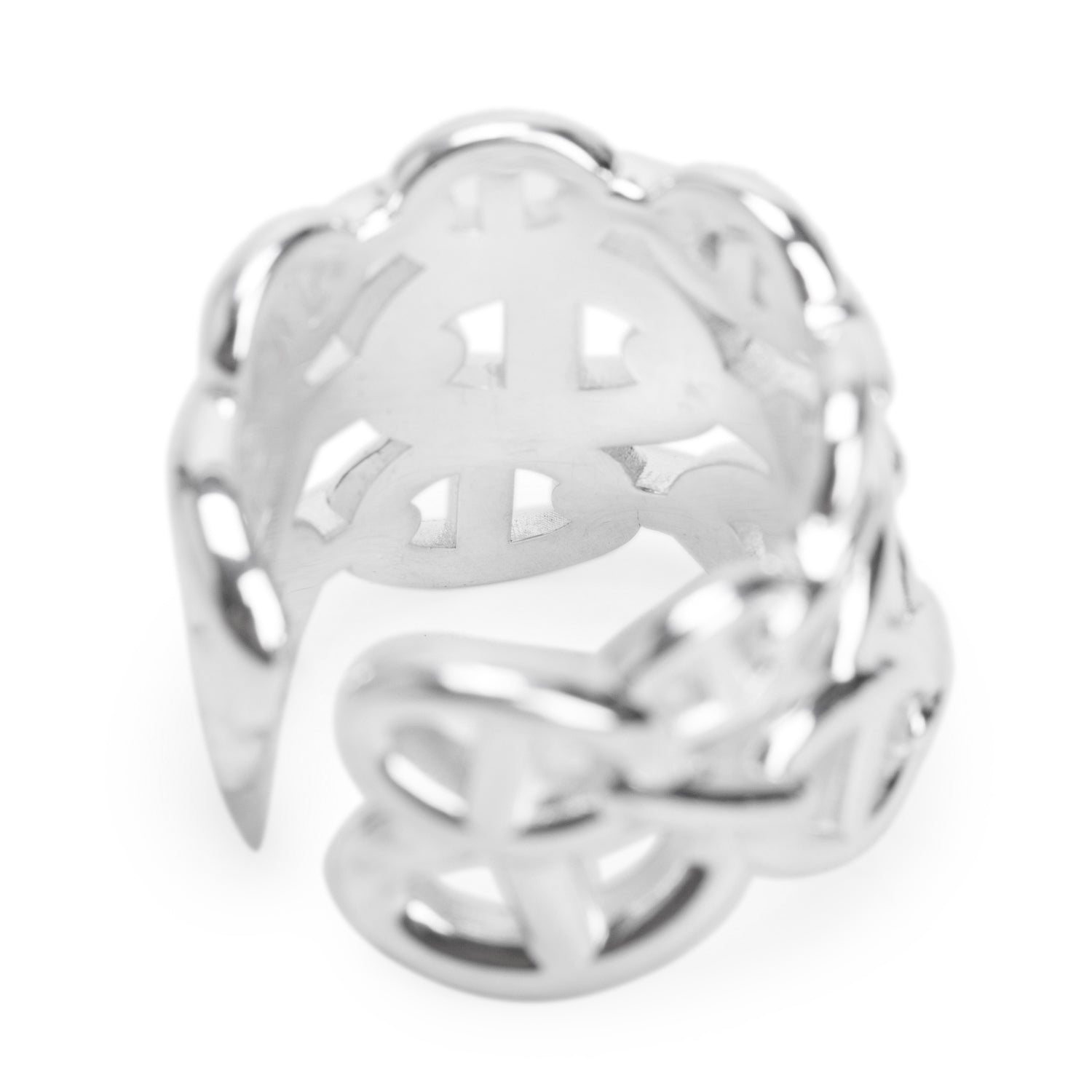 Hermes Sterling Silver Chaine D'Ancre Enchainee Ring, Large Model, Size 53 6.5 w/ Box