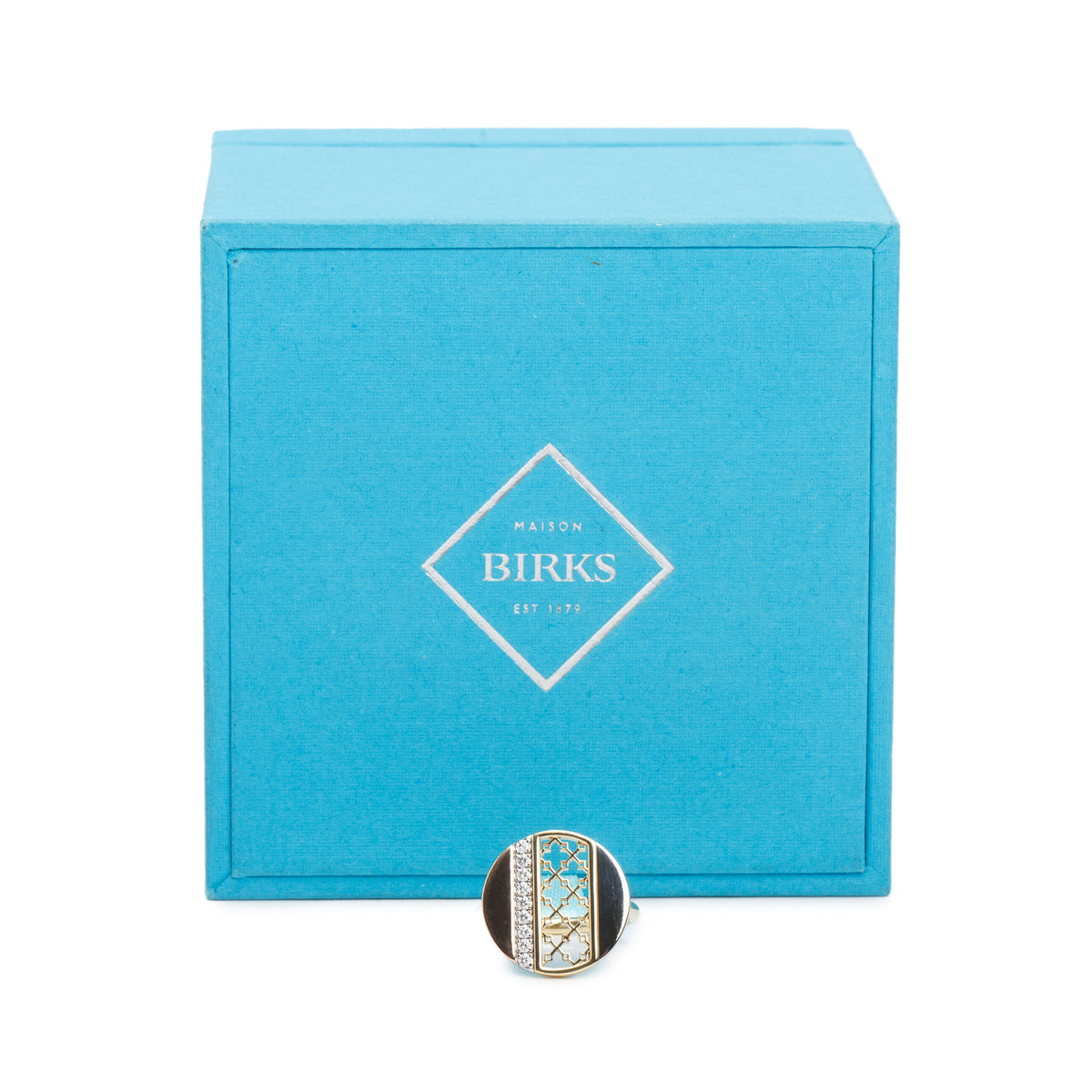Birks 18k Tri-Gold Diamond Dare to Dream Circle Ring, Size 7 w/ Box