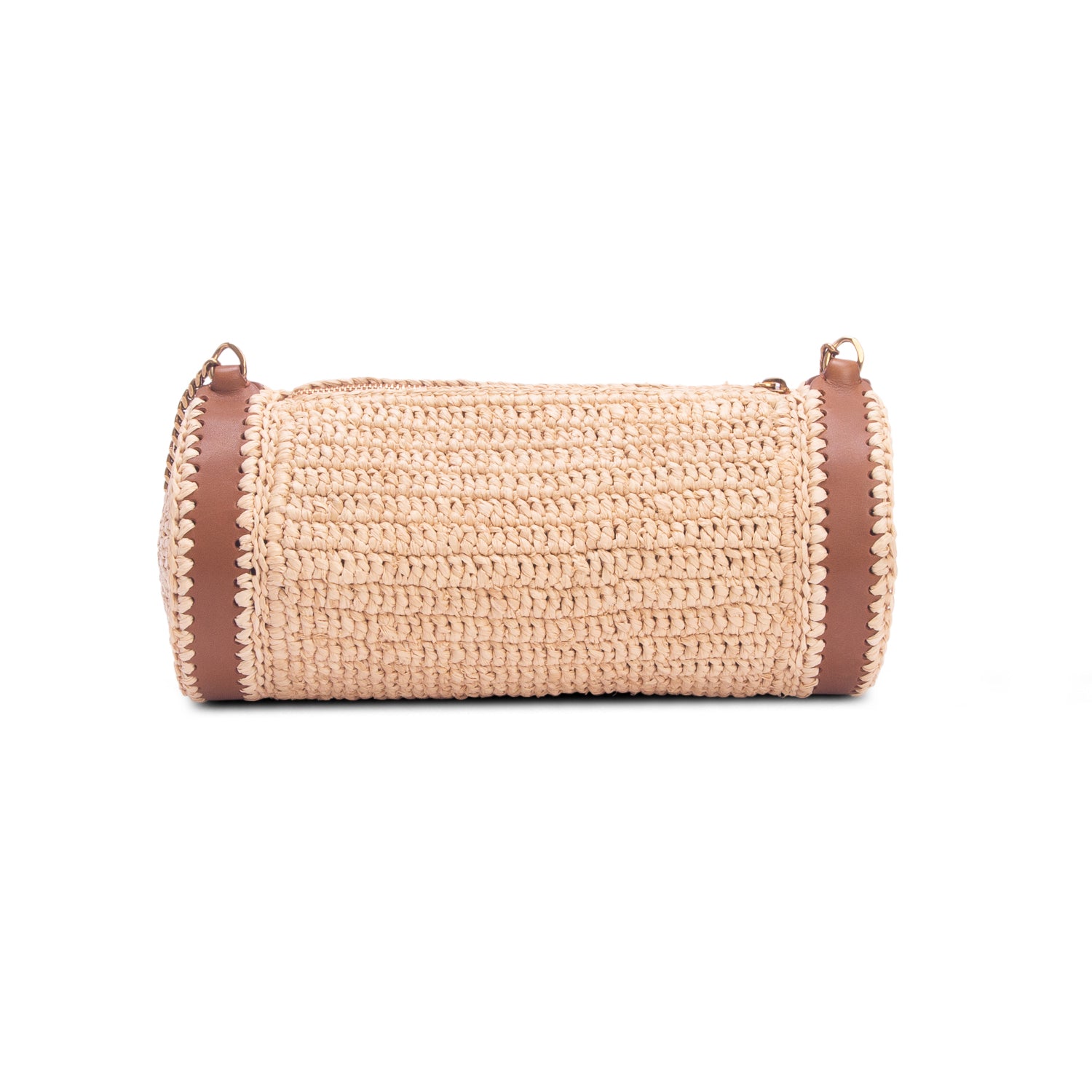 Saint Laurent 2023 Neutral Raffia Small Sade Tube Bag