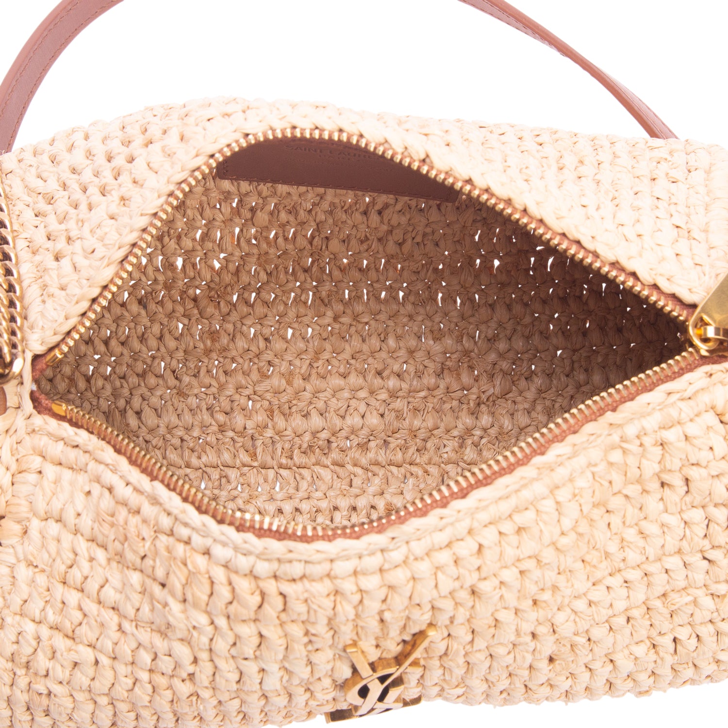 Saint Laurent 2023 Neutral Raffia Small Sade Tube Bag