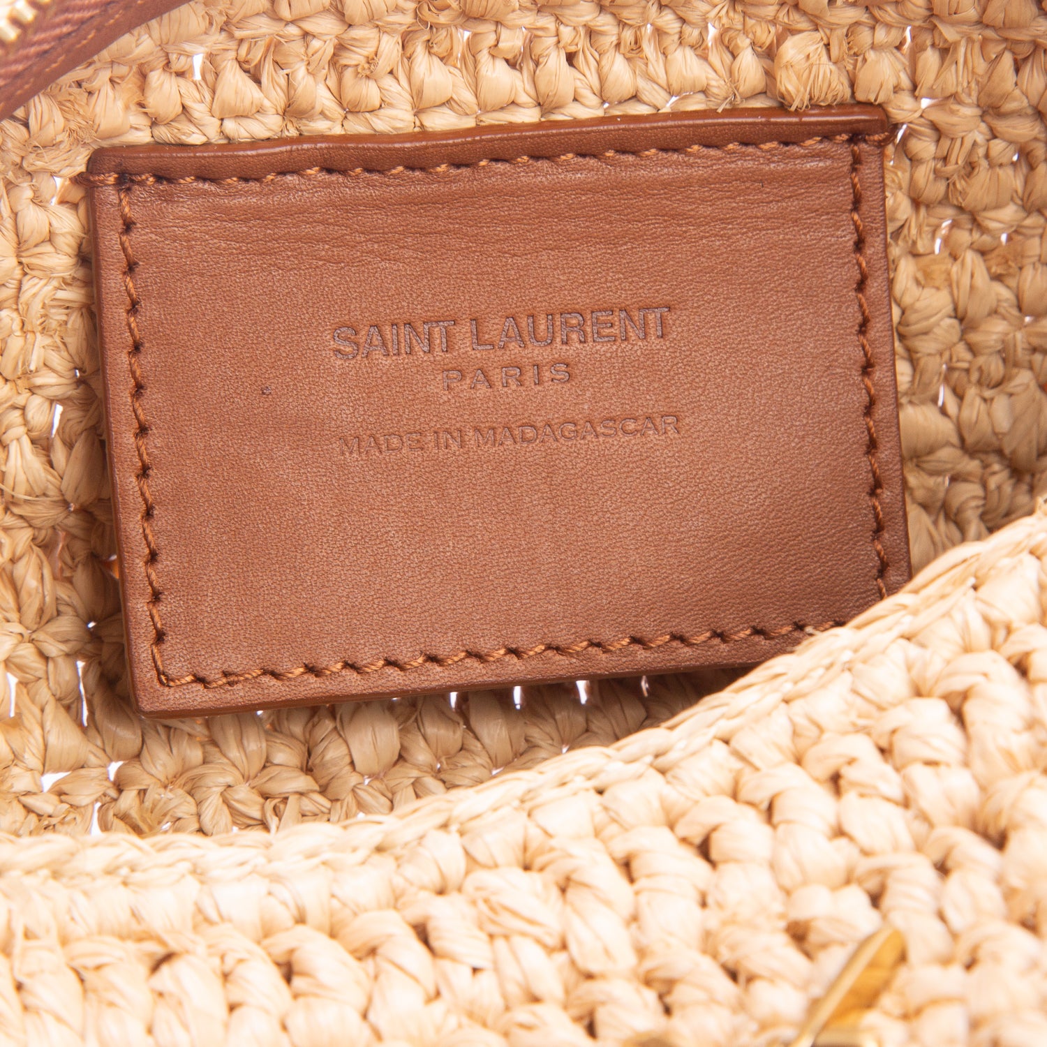 Saint Laurent 2023 Neutral Raffia Small Sade Tube Bag