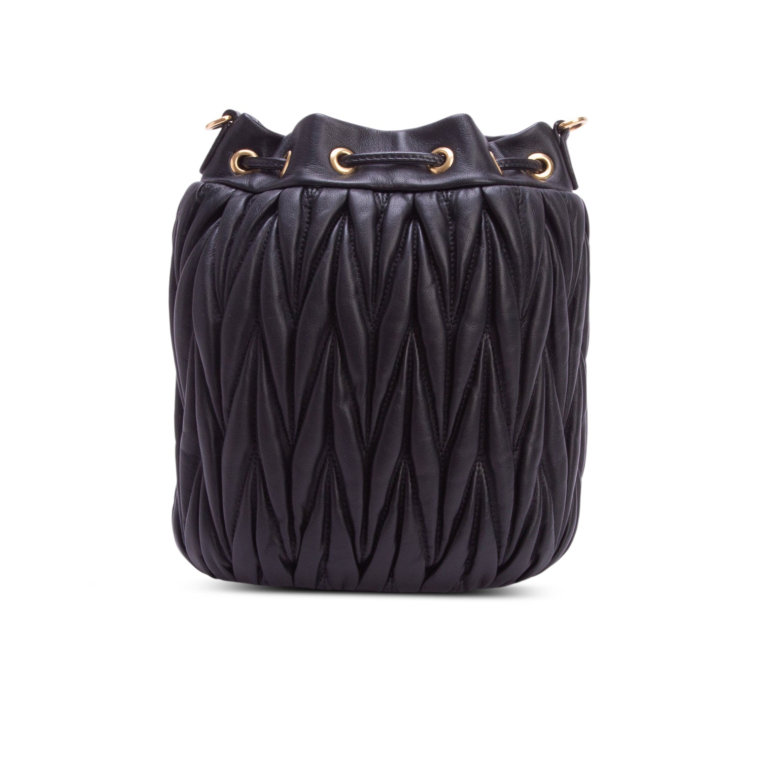 Miu Miu Black Nappa Matelasse Bucket Bag