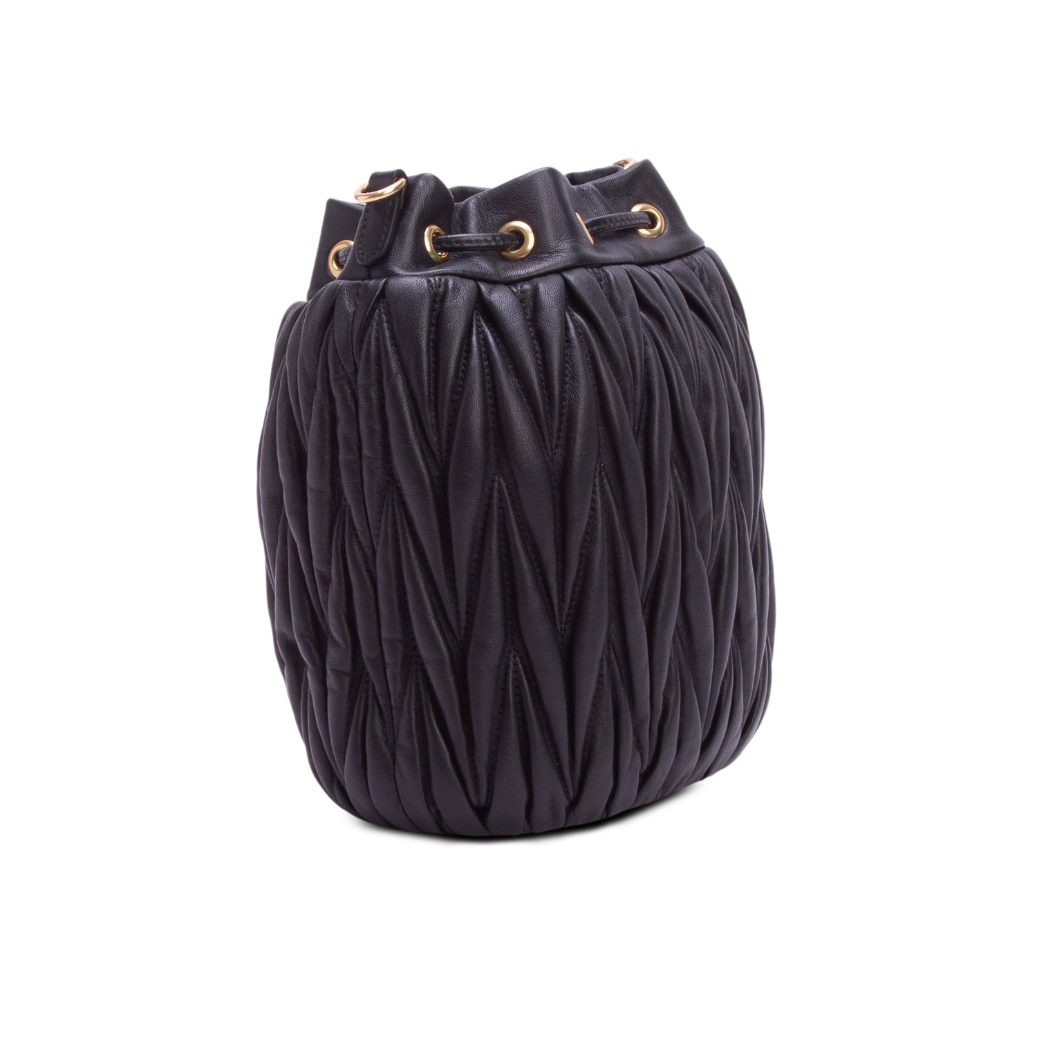 Miu Miu Black Nappa Matelasse Bucket Bag