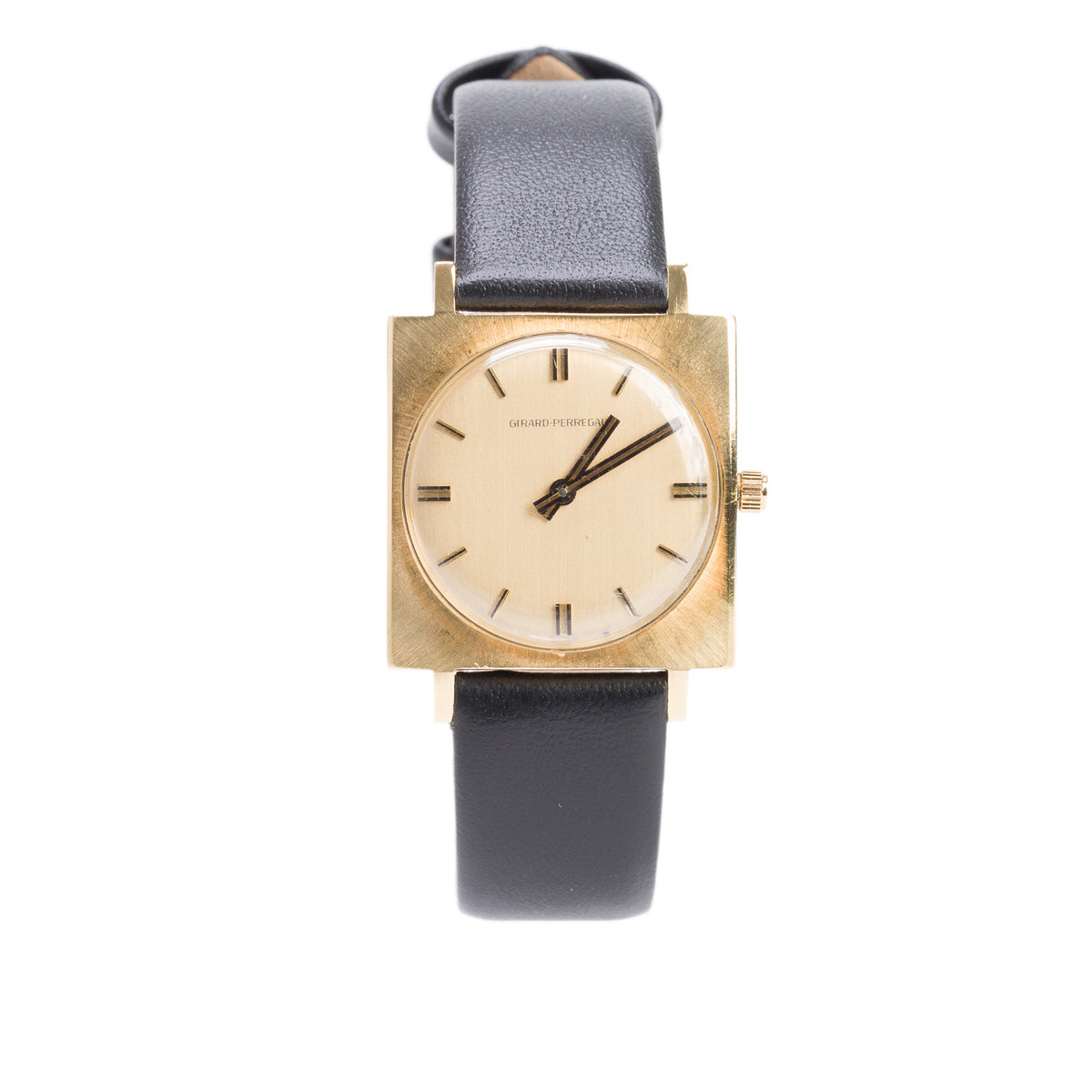 Girard Perregaux Vintage 18k Yellow Gold 28 MM Square Manual Watch Gold Dial