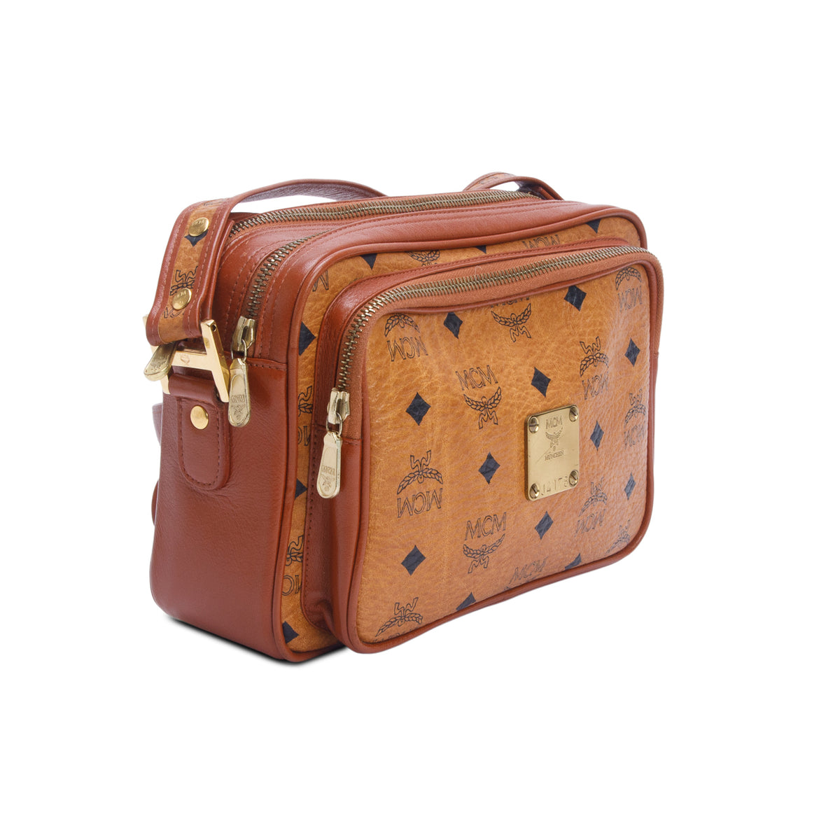 MCM Vintage Cognac Visetos Crossbody Bag