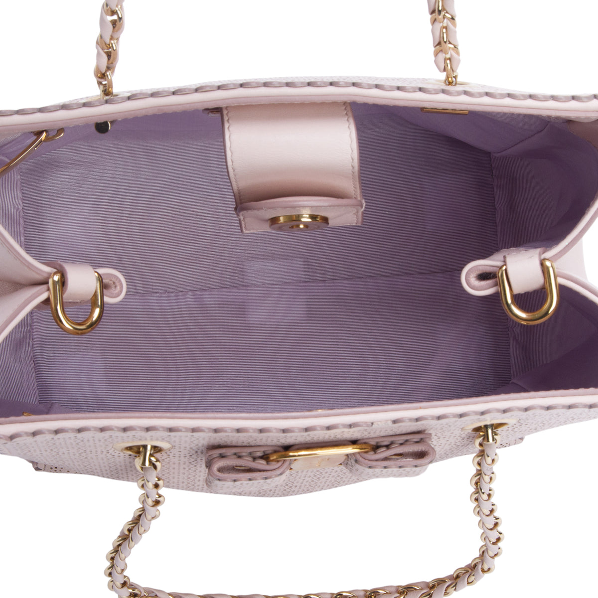 Ferragamo Pink Calfskin Melike Chain Tote