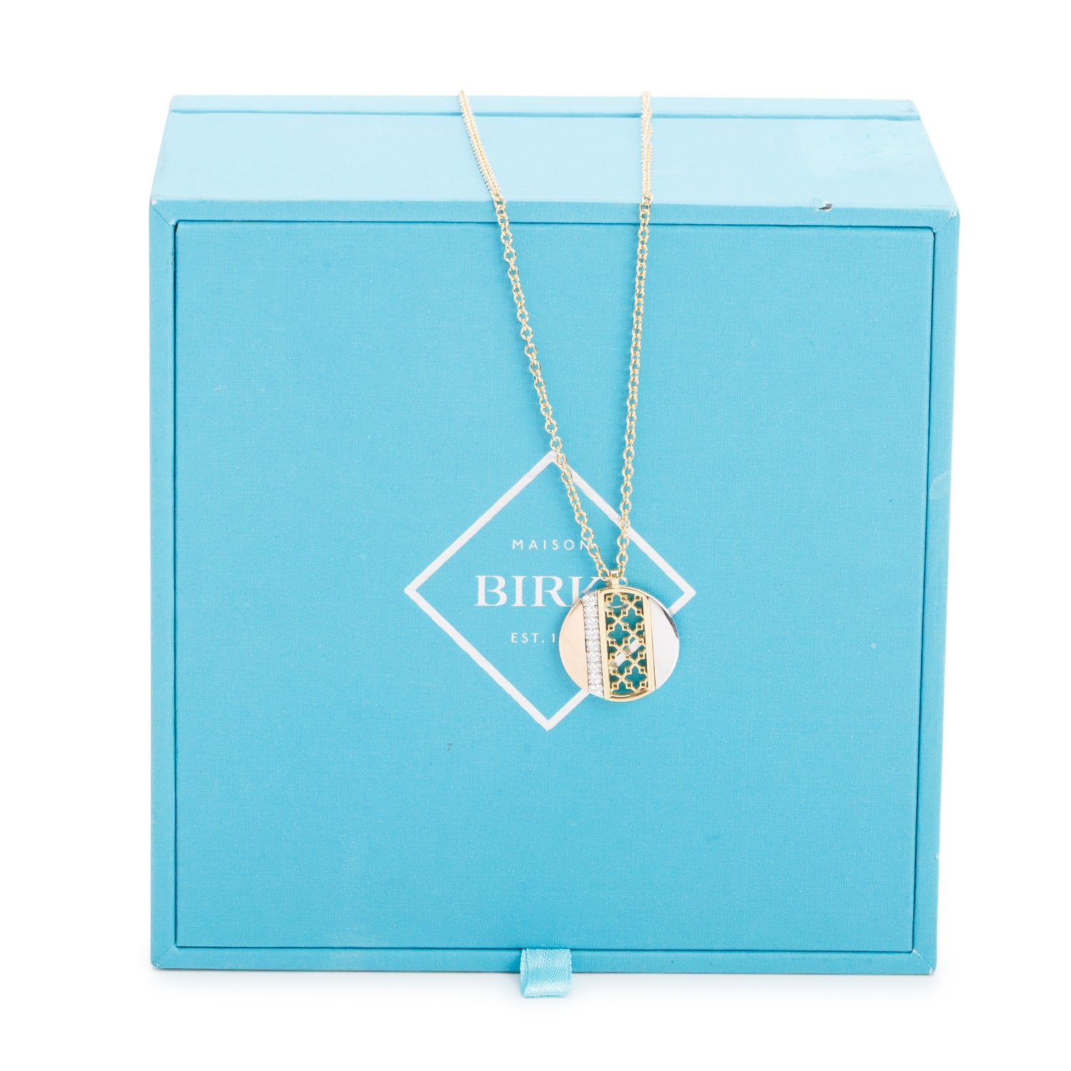 Birks 18k Tri-Gold Diamond Dare to Dream Circle Pendant Necklace w/ Box
