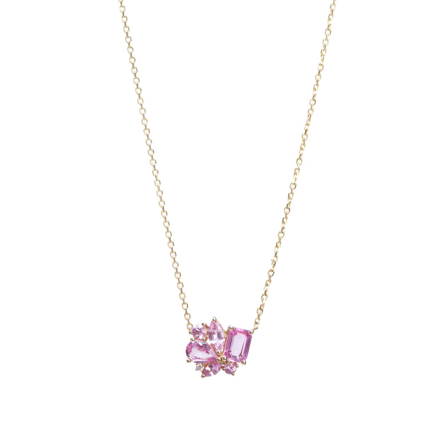 Effy 14k Yellow Gold Pink Sapphire & Diamond Pendant Necklace