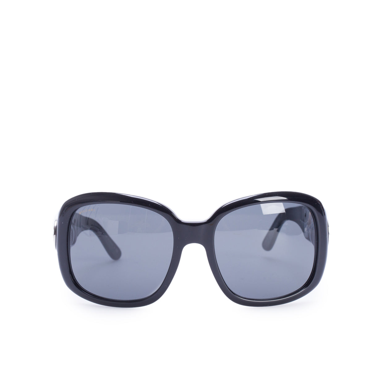 Bvlgari 8038-B Black Acetate Crystal Wayfarer Oversize Sunglasses w/ Box & Case