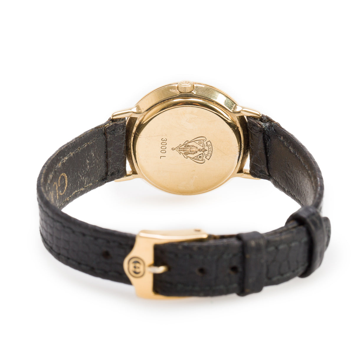 Gucci Gold Plated Stainless Steel 3000L Series 25 MM Quartz Watch Black Dial
