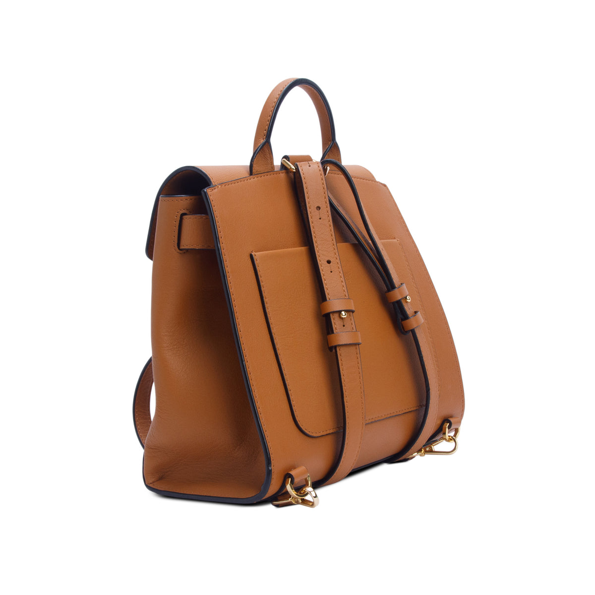 MCM Cognac Calfskin Essential Visetos Small Backpack