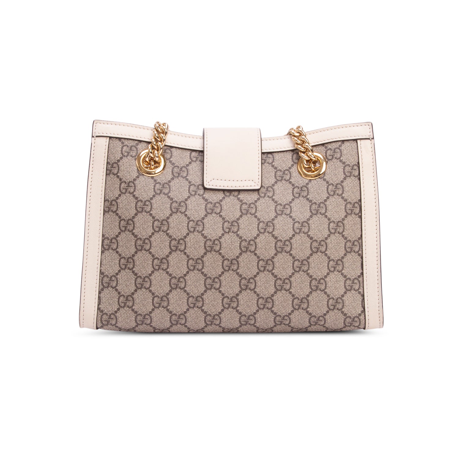 Gucci GG Supreme Monogram Moon Calfskin Small Padlock Tote w/ Box