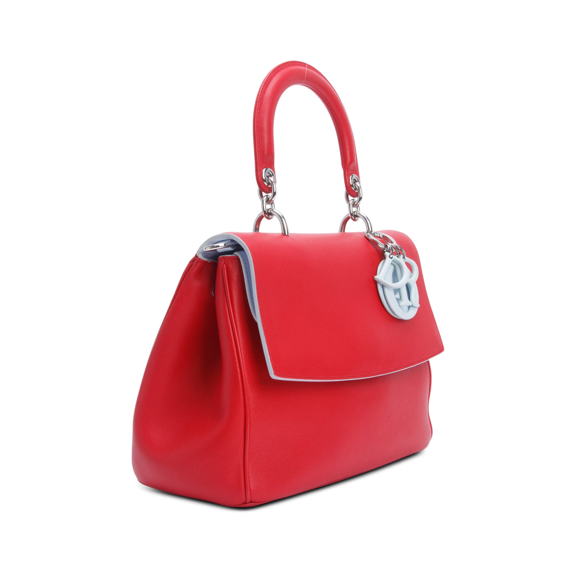 Christian Dior Red Smooth Calfskin Medium Mini Be Dior Flap w/ Strap