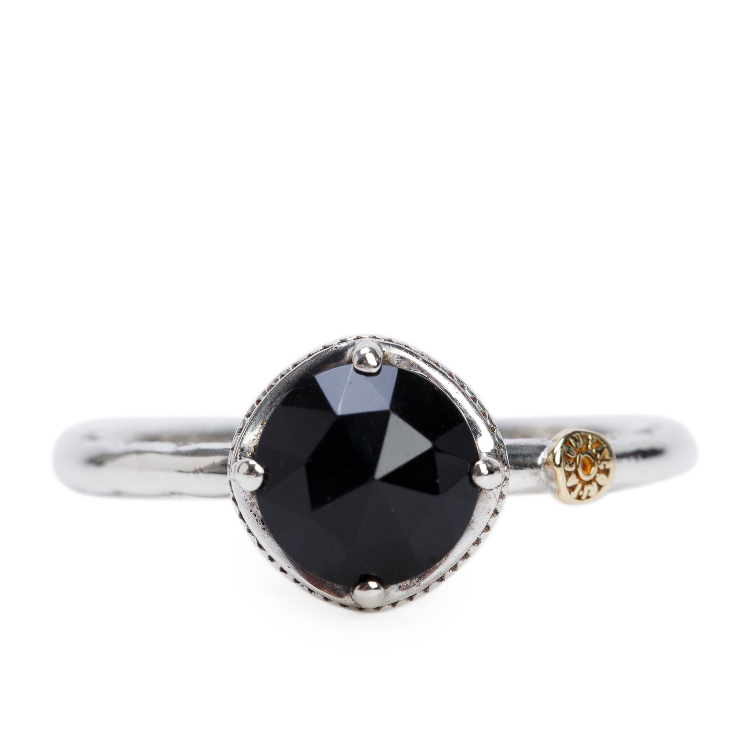 Tacori Sterling Silver & 18k Yellow Gold Onyx Classic Rock Ring, Size 6.25