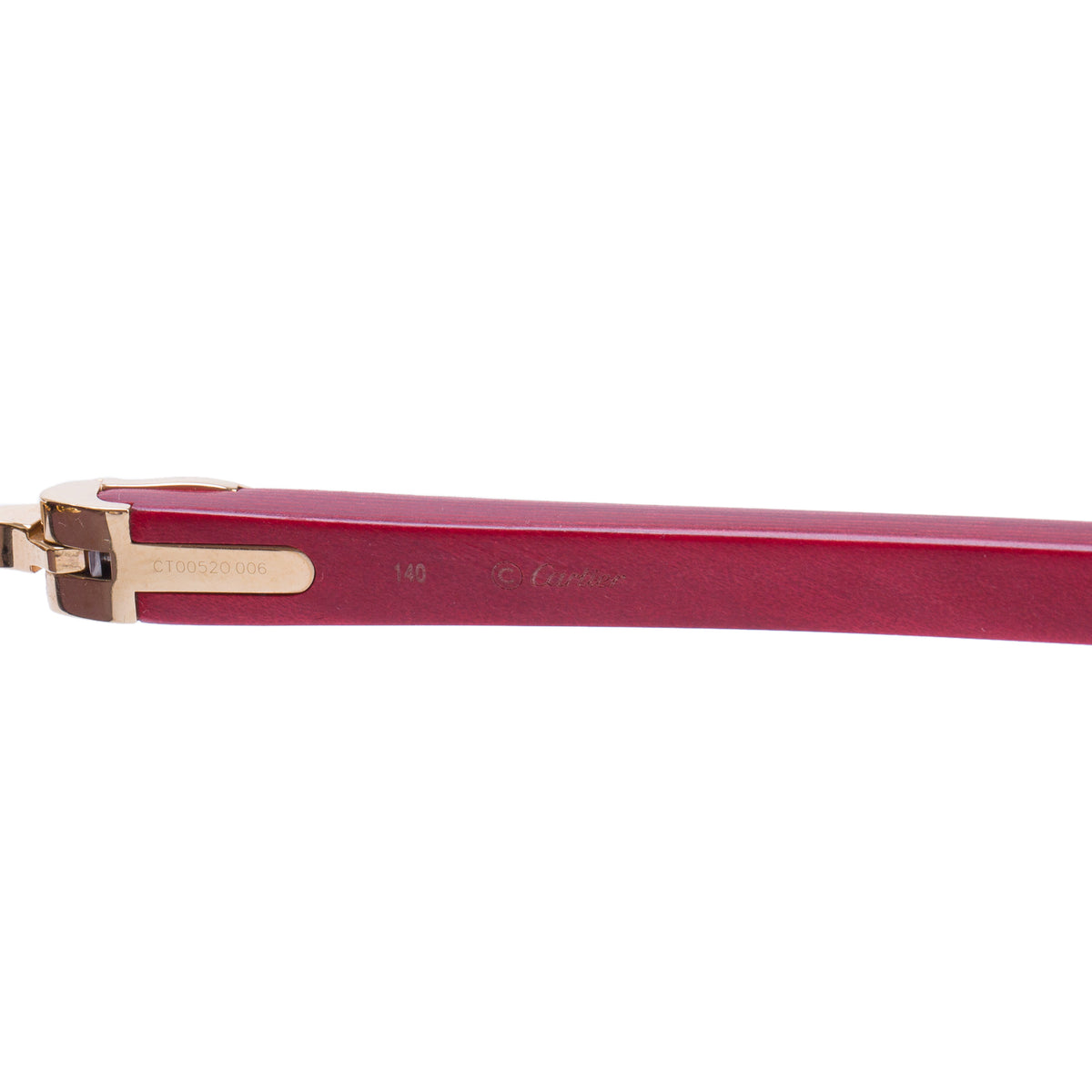 Cartier Red Wood Rimless Diamond Cut Cartier Decor C Sunglasses w/ Box & Case
