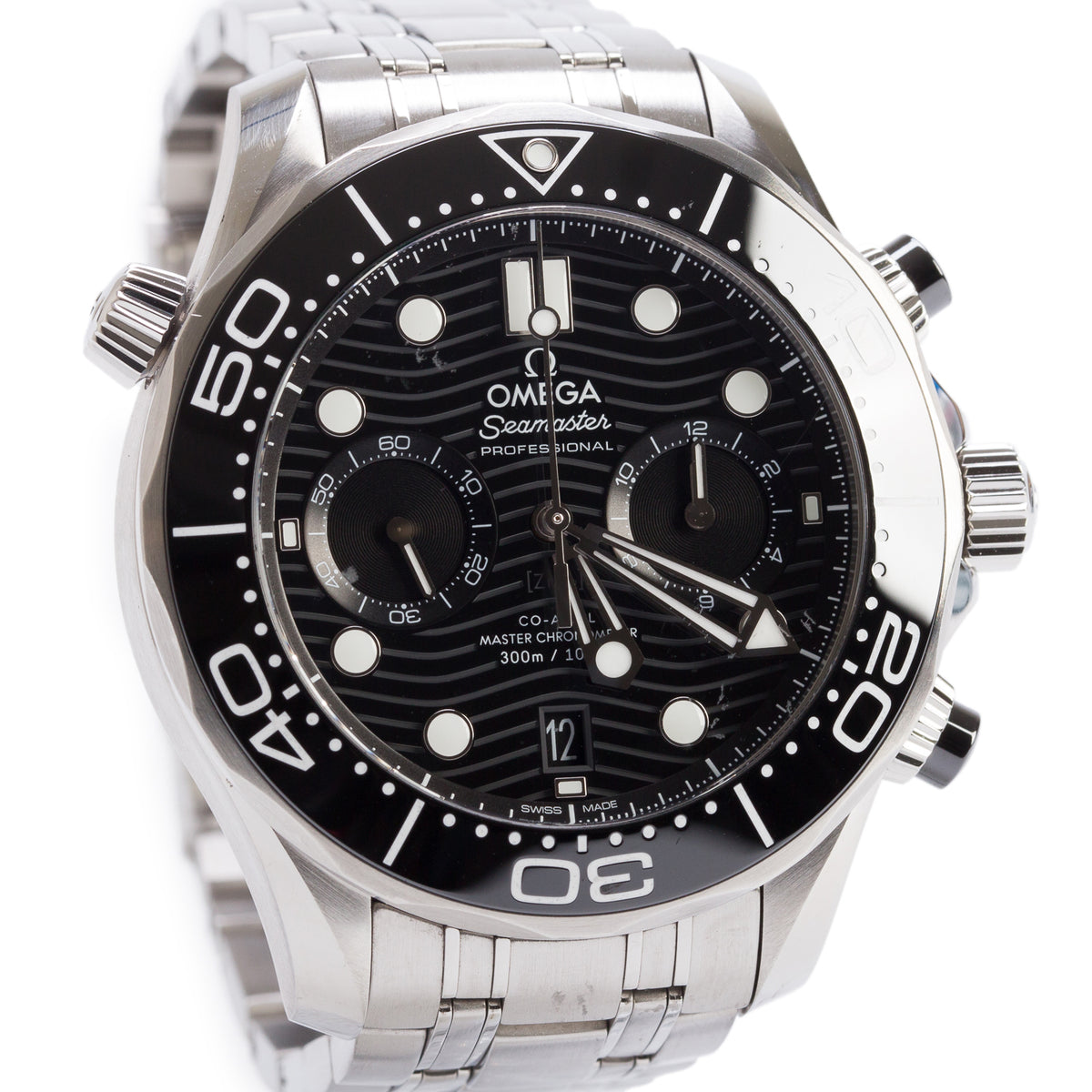 Omega Stainless Steel Seamaster Diver 300M Co-Axial Master Chronometer 44 MM Automatic Chronograph Watch Black Dial w/ Box