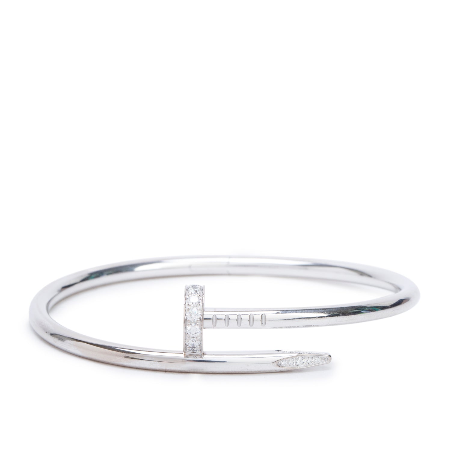 Cartier 2023 18k White Gold Juste Un Clou Diamond Bracelet, Classic Model, Size 17 w/ Receipt