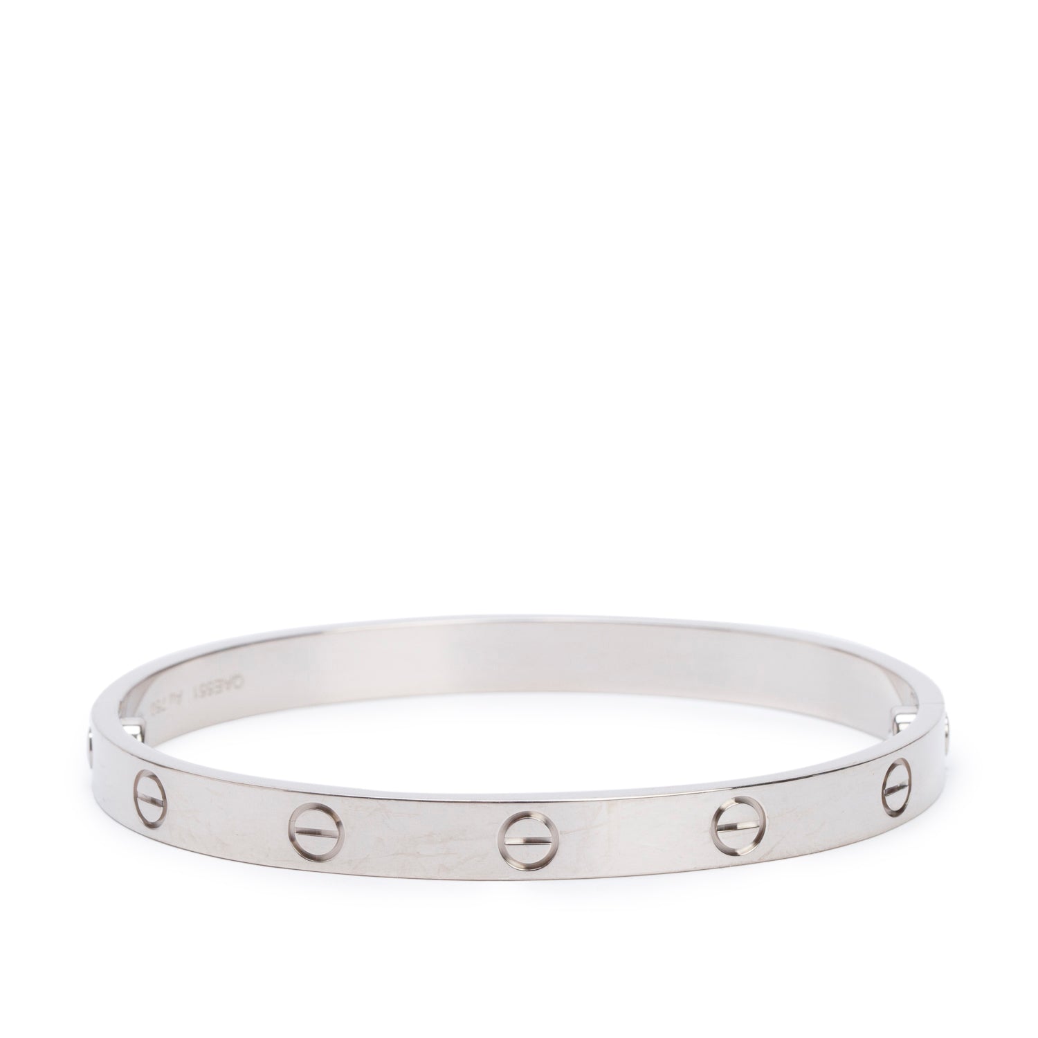 Cartier 2022 18k White Gold Love Bracelet, Classic Model, Size 18 w/ Box & Certificate