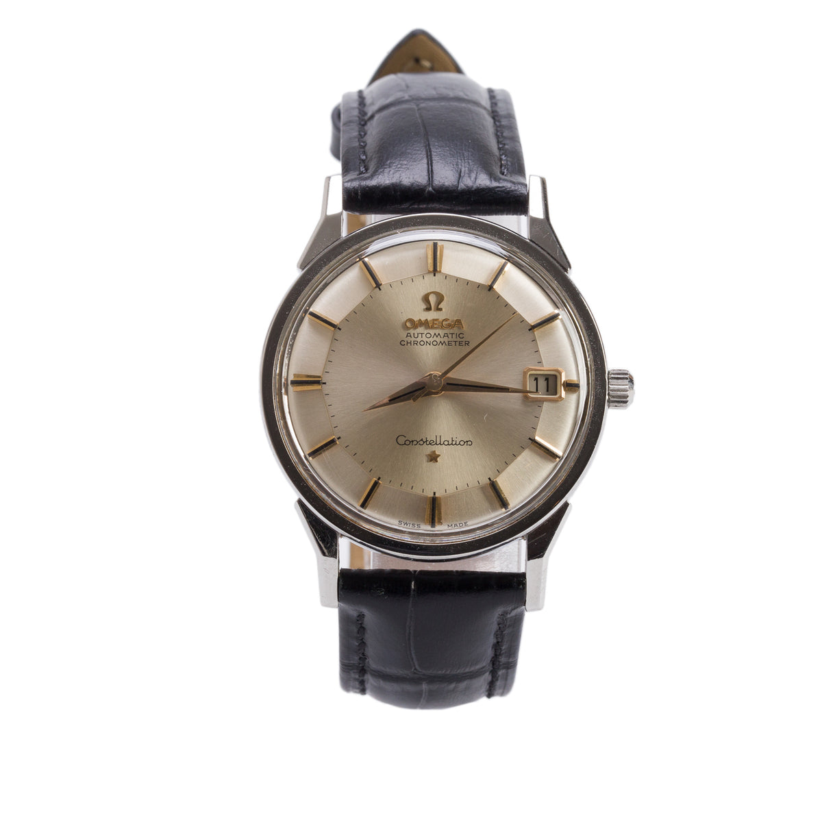 Omega Vintage Stainless Steel Constellation 34 MM Automatic Watch Pie-Pan Dial
